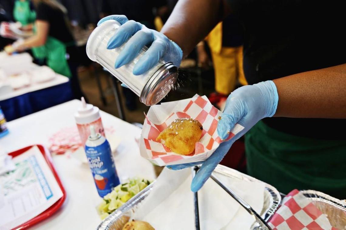 Powdered sugar tops off the Deep Fried Key Lime Pie Bites from Chef's D'lites during the N.C. State Fair Media Lunch Monday, Oct. 9. 2017.