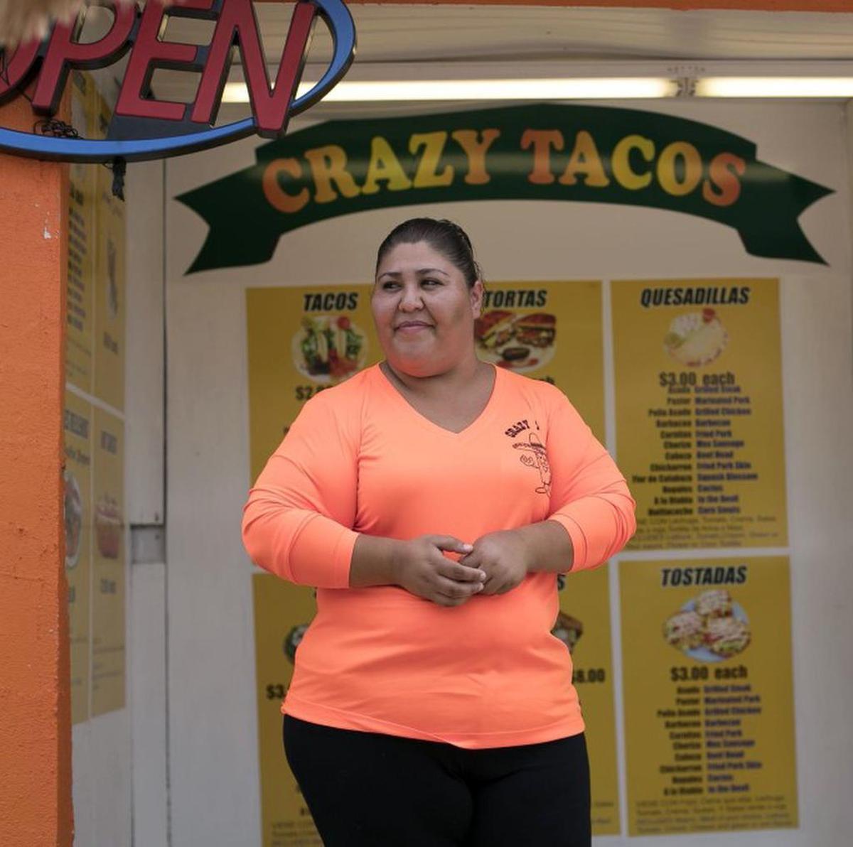 Crazy Tacos owner Vanesa Aguilera has operated her business for nine years. Aguilera was photographed at her stand on S. 5th Avenue in Smithfield, N.C.