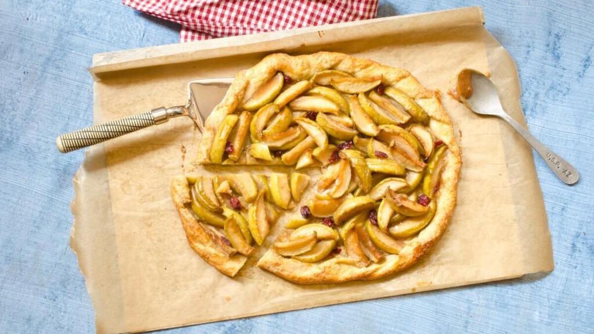 Rustic Apple Pie with a Bacon Cheddar Crust with Salted Caramel-Cider Syrup.