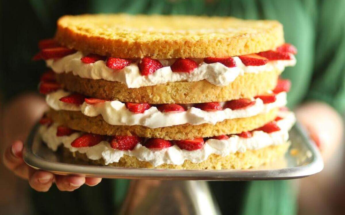 
Buttermilk Cake with Fresh Strawberries and Cream is from Sara Foster of Foster’s Market in Durham. 
