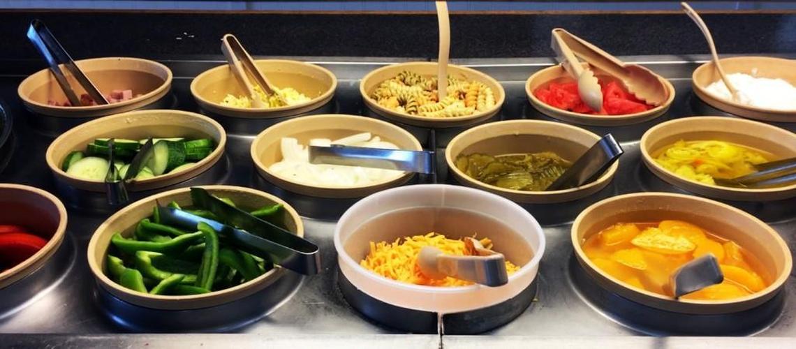 A salad bar offers a lighter option at Parkside Cafe and Catering in Johnston County.