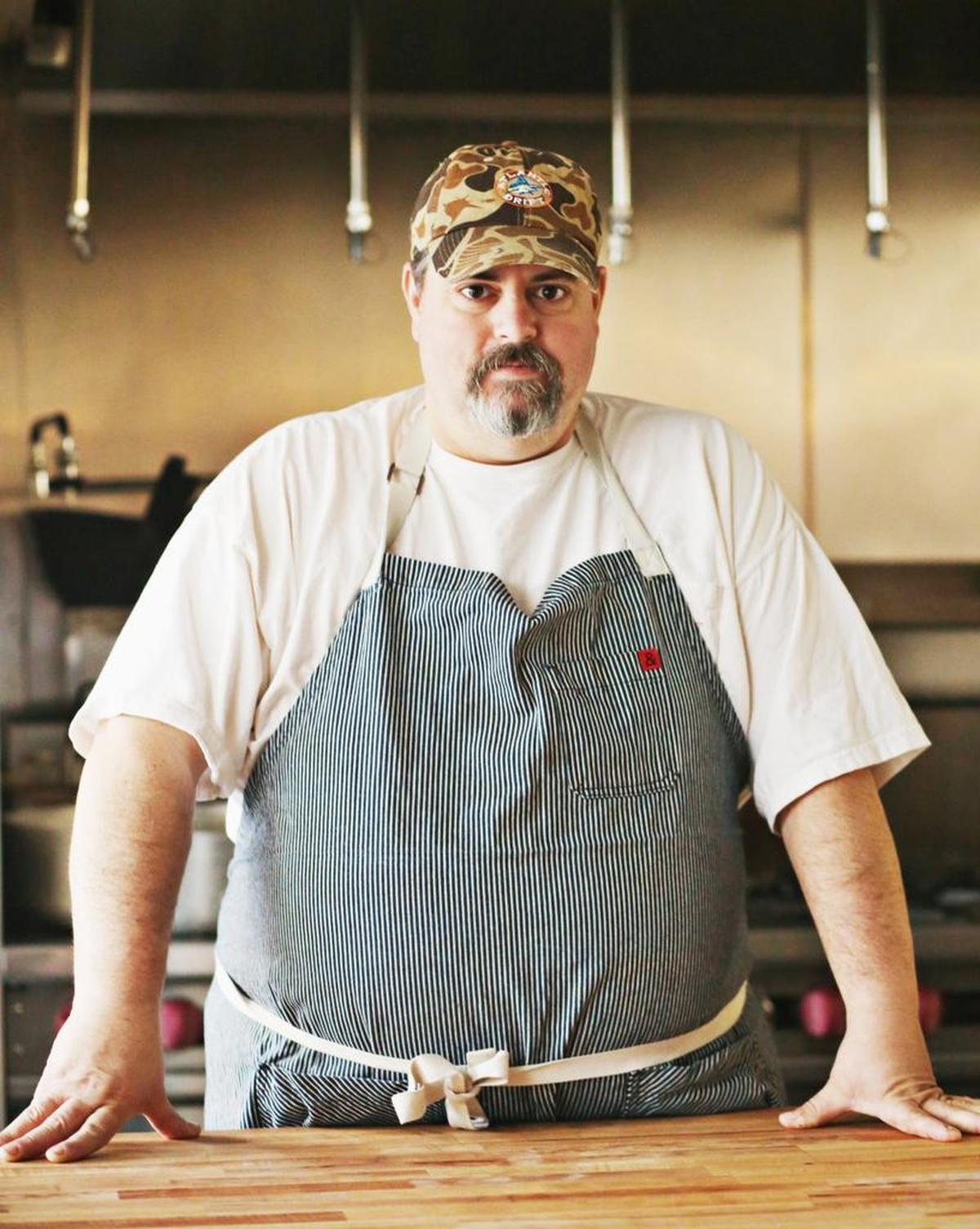 Chef-owner James Clark of Postal Fish Company in Pittsboro grew up in Elizabeth City celebrating Thanksgiving with a “big oyster roast and fry a bunch of fish and hush puppies instead of the typical turkey and dressing.”