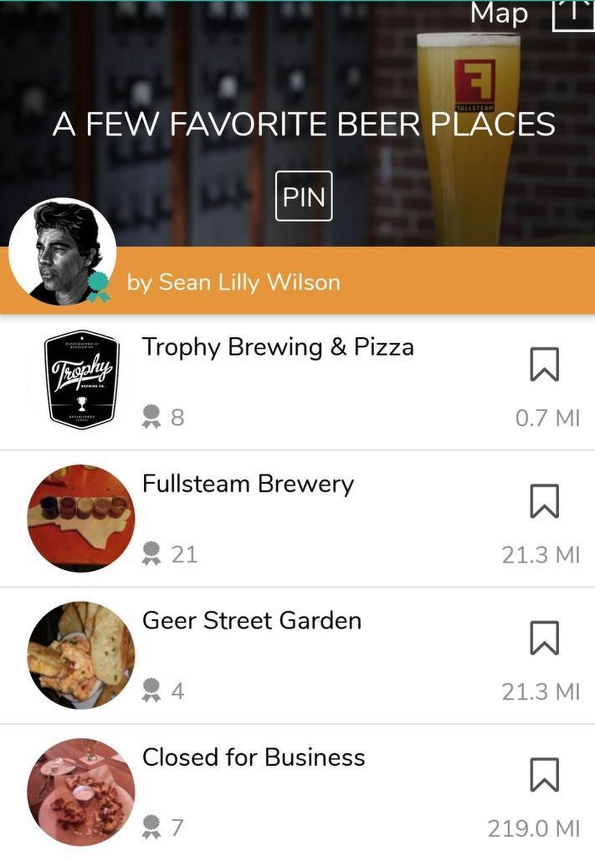 Sean Lilly Wilson of Fullsteam Brewery is a CurEater on the CurEat app. The app highlights restaurants that prominent industry professionals and other influencers recommend. The app launched in January and is now available on the Android platform.