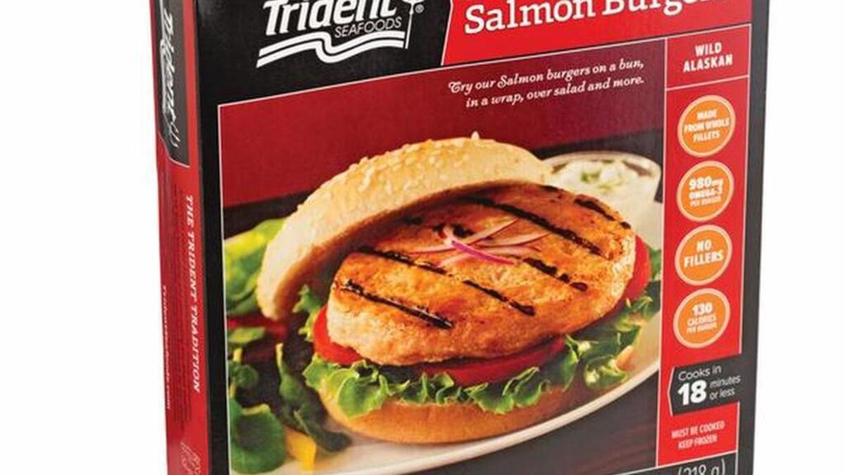 Salmon burgers: You can cook one in a nonstick skillet in about 6 minutes, they’re juicy and they’re great on an English muffin.