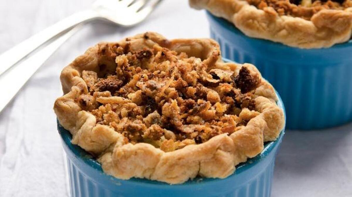 Put your leftovers to work with Turkey Crumb Pot Pies, from “Dinner Pies” by Wilmington-based cookbook author Ken Haedrich.