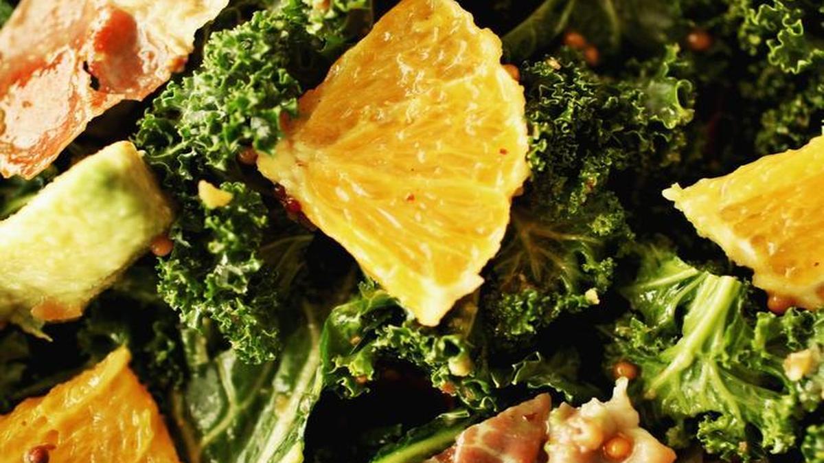
Kale Salad with Tangerines, Avocado and Crispy Ham adapted from “Foster’s Market Favorites,” by Sara Foster.
