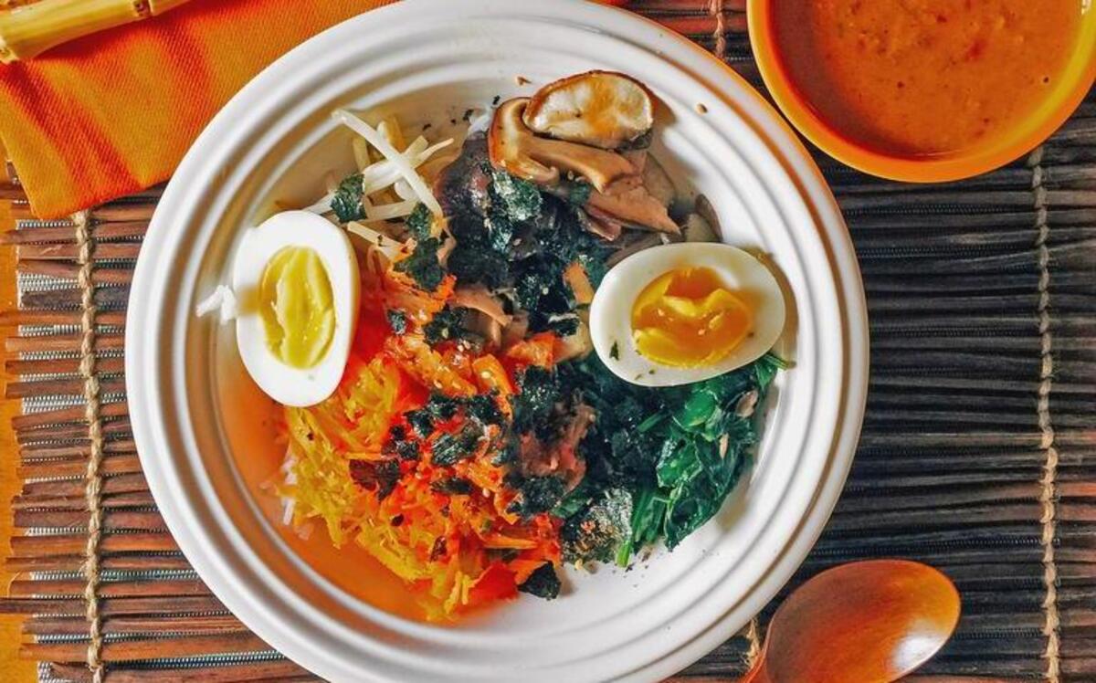 Bibimbap Salad, Gwyneth Paltrow-style, takes a lot of steps (and a lot of kimchi) but the result is a tasty lunch.