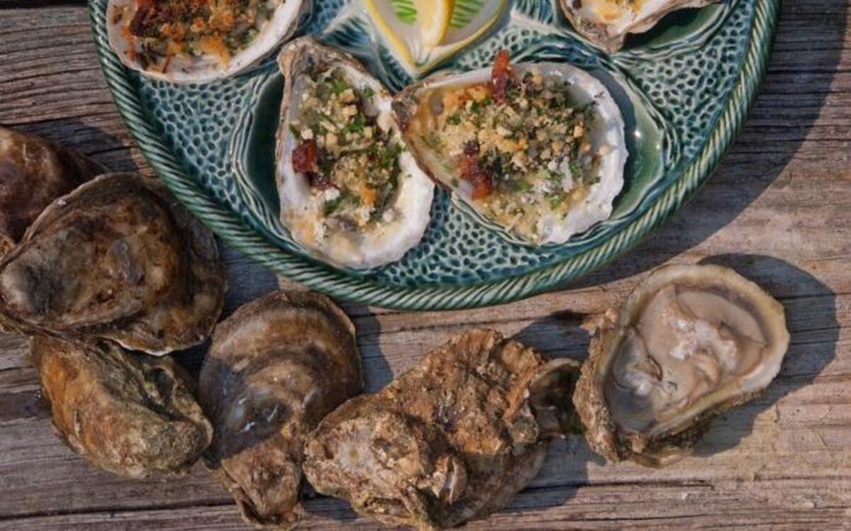 Oysters with Pancetta and Garlic Butter.