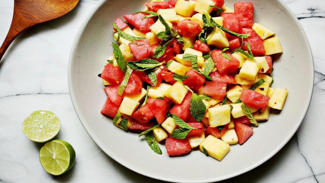 Thai-Inspired Watermelon-Pineapple Salad from Nancie McDermott’s cookbook, “Fruit.”