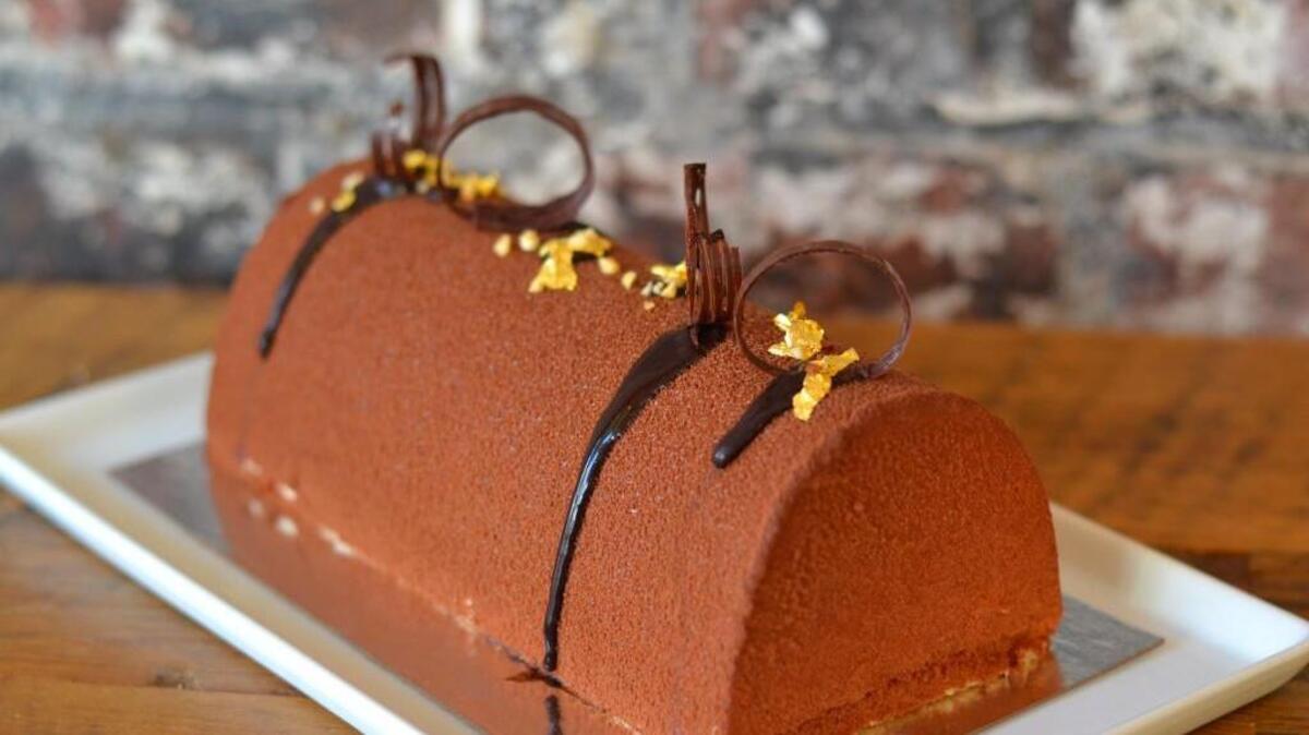 Chocolate Buche de Noel available at Raleigh’s Lucettegrace.