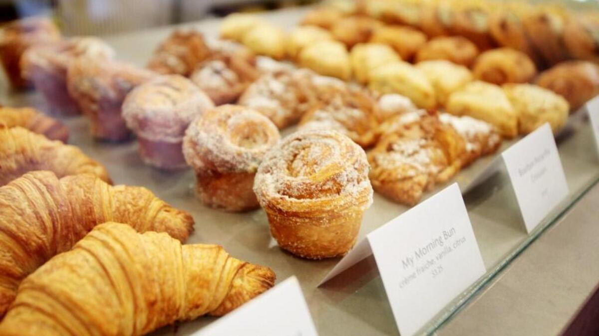 Baked goods on display at lucettegrace, a modern patisserie on Salisbury Street in Raleigh.