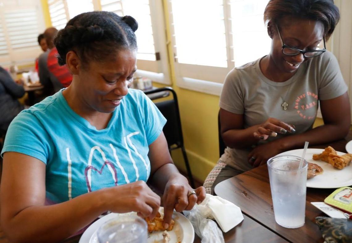 Lisa Smith of Rockingham, left, eats lunch with her daughter, Shanelle, at Seaboard Station Restaurant in Hamlet, N.C., Thursday, June 22, 2017.
