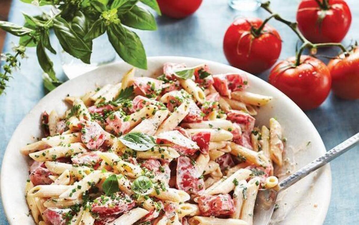 Quick Tomato, Goat Cheese and Fresh Herb Penne from “Sara Moulton’s Home Cooking 101: How to Make Everything Taste Better by Sara Moulton.”