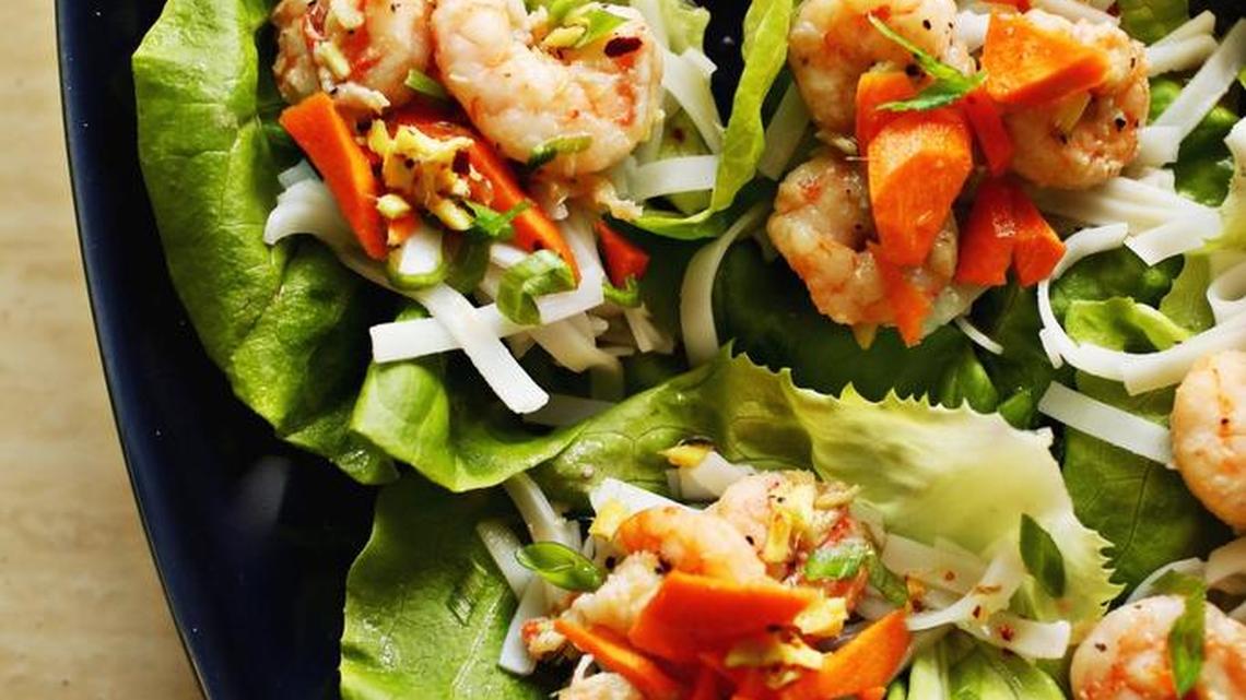 Shrimp, Ginger and Scallion Lettuce Wraps from Brigid Washington's new cookbook, “Coconut. Ginger. Shrimp. Rum.: Caribbean Flavors for Every Season.”
