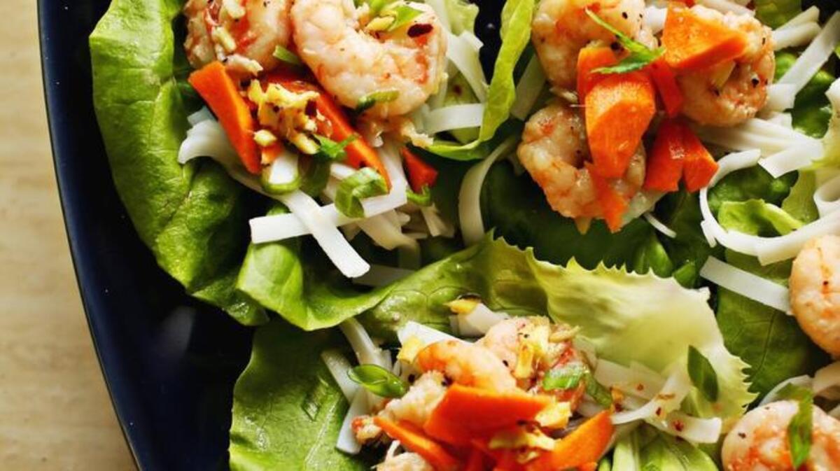 Shrimp, Ginger and Scallion Lettuce Wraps from Brigid Washington's new cookbook, “Coconut. Ginger. Shrimp. Rum.: Caribbean Flavors for Every Season.”