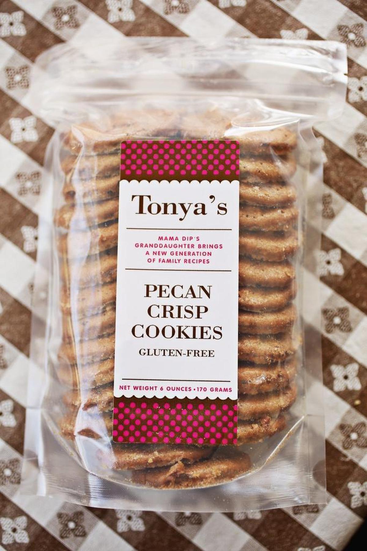 Tonya Council, granddaughter of Mama Dip's Mildred Council, uses her Pecan Crisp cookies for pumpkin pie crust.
