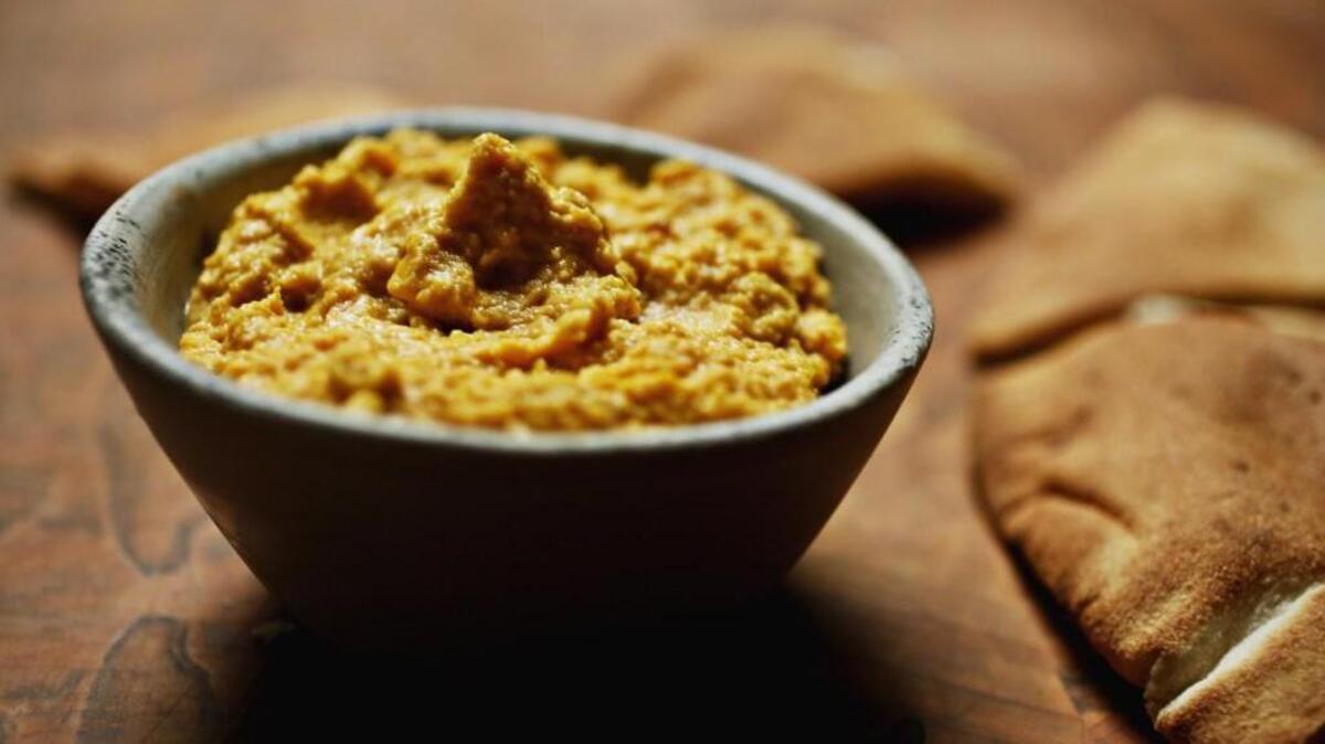Site's executive chef Donaldo Guzman was inspired to create this pumpkin hummus by what’s in season and uses local pie pumpkins, which he says have more flavorful meat.
