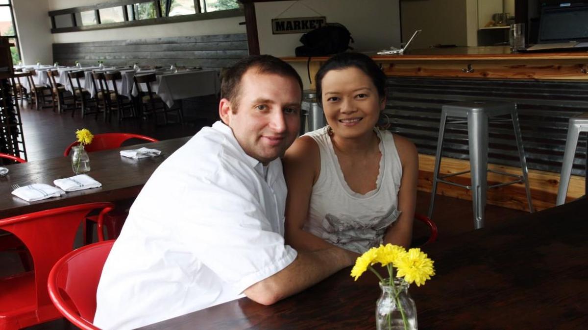 Chef Regan Stachler and his wife, Dawn, at their Little Hen restaurant in 2012.