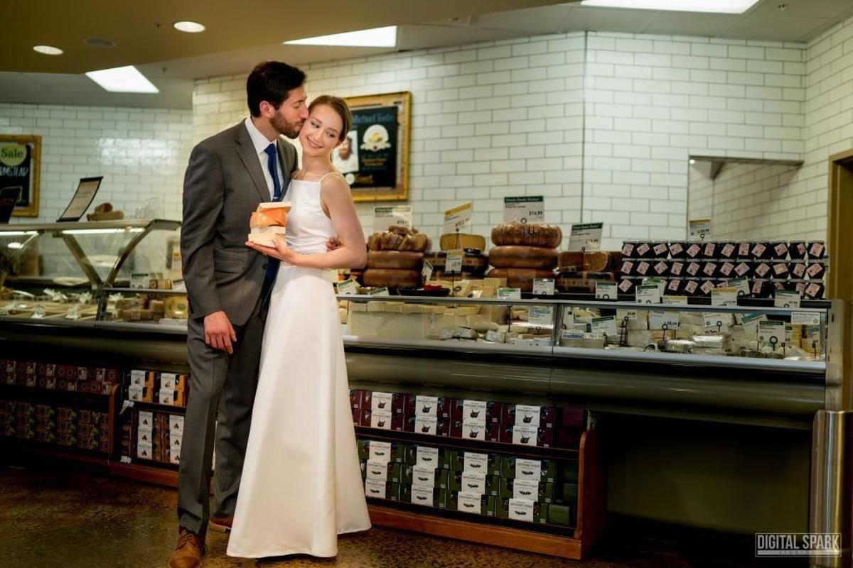“It’s such a loving thing to prepare a meal,” newlywed Jacqueline Aronson said. “I think it can seem ordinary or a chore, but for us it’s an exploration.” She and husband Ross Aronson got married Feb. 24, 2018, in Whole Foods in Chapel Hill, N.C.