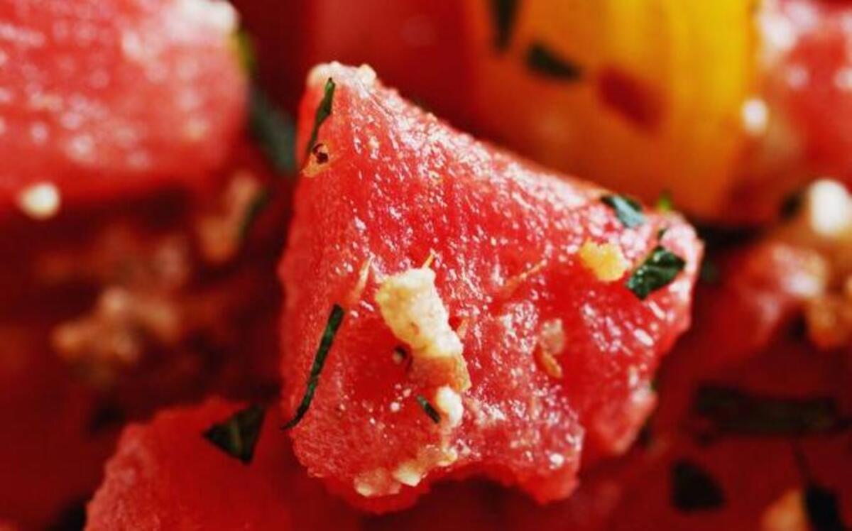 
It's the perfect time of year for tomato and watermelon salad.
