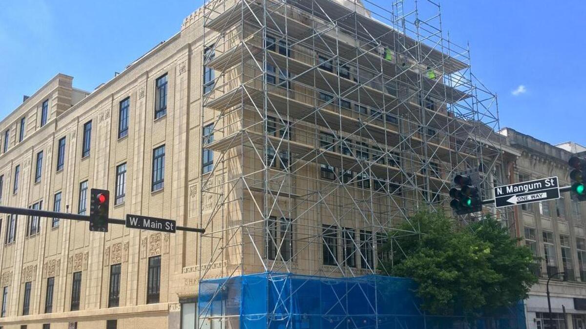 The Kress Building, which is undergoing renovation to its facade, will be the home of the Quarter Horse Arcade.