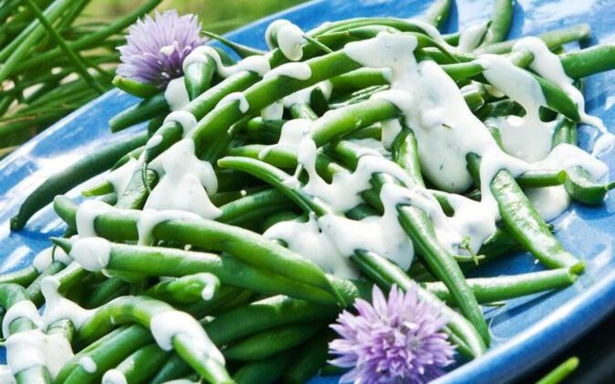 
Celebrate Mother’s Day with Haricot Verts with Chive Blossom Dressing.
