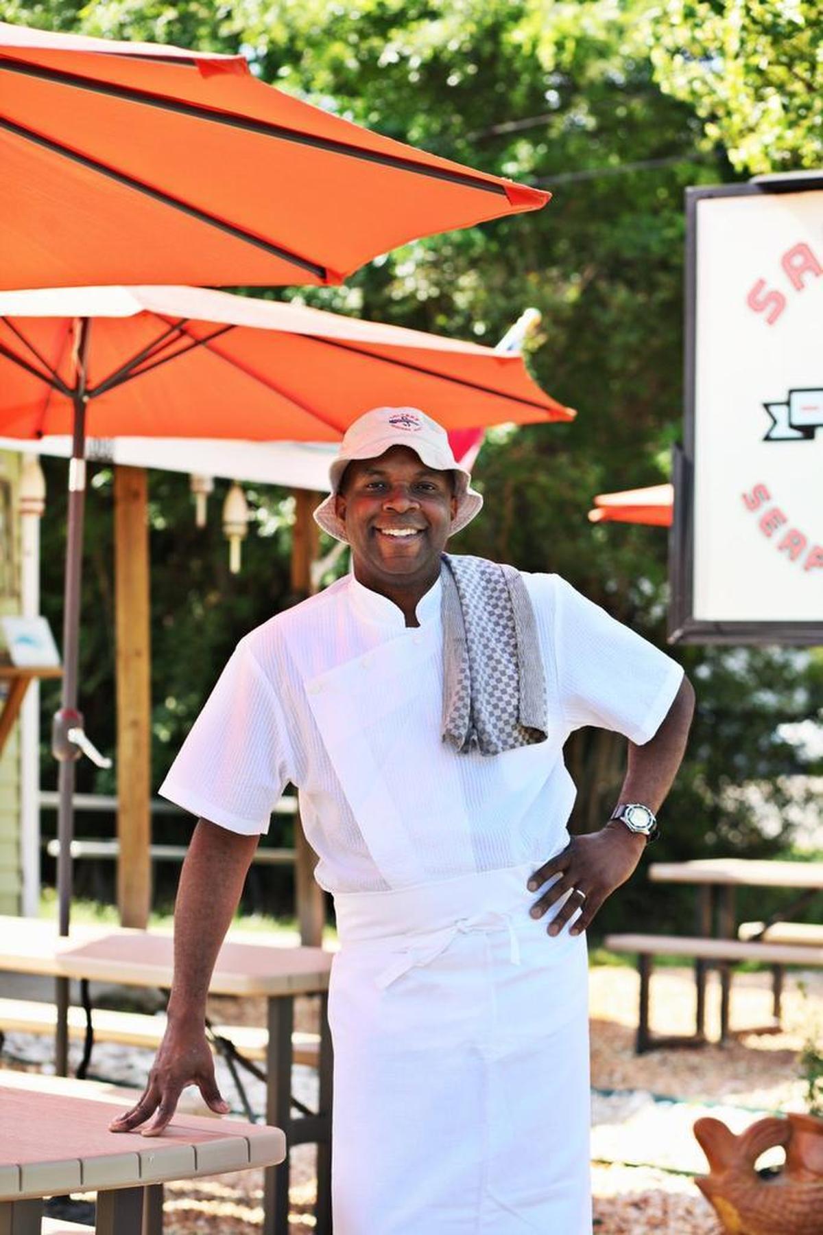 Durham chef Ricky Moore, owner of the Saltbox Seafood Joint in Durham on April 27, 2016. Moore brings his high-end culinary skills to the lowly fish shack.