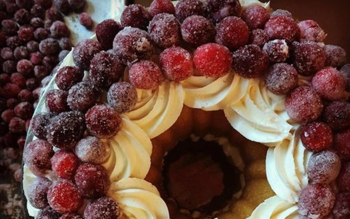 The Cranberry Wreath Buttermilk Cake from Big Bundts bakery in Durham.