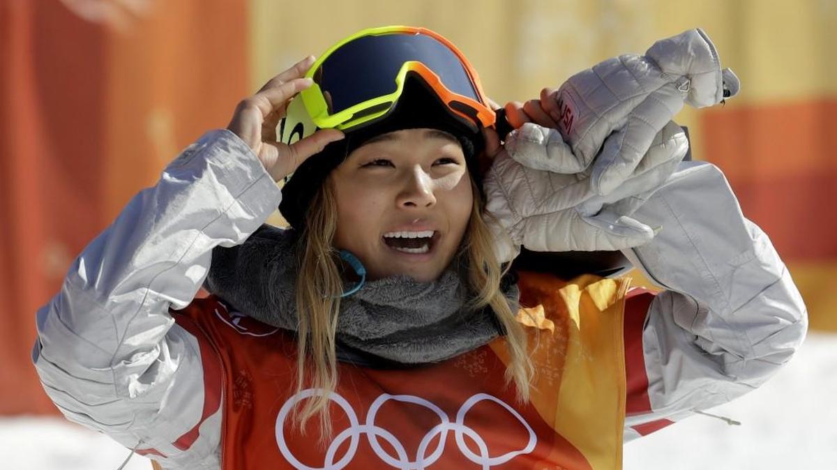 Chloe Kim, of the United States, smiles during the women’s halfpipe finals at Phoenix Snow Park at the 2018 Winter Olympics in Pyeongchang, South Korea, Tuesday, Feb. 13, 2018.