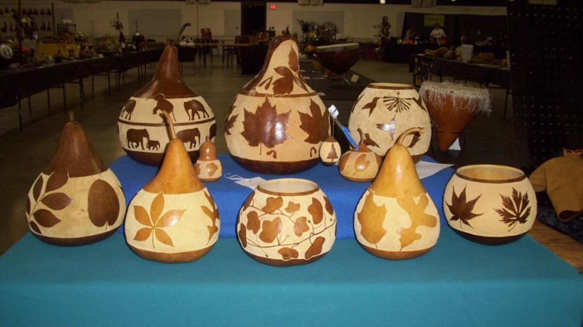 
Carved gourds at the annual N.C. Gourd Arts and Crafts Festival at the state fairgrounds this weekend. 
