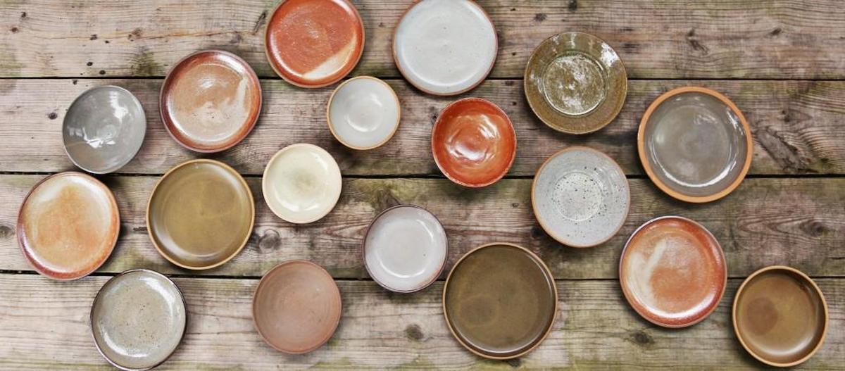 Durham potter Matt Hallyburton creates a variety of glazes for his wheel-thrown dinnerware pieces.
