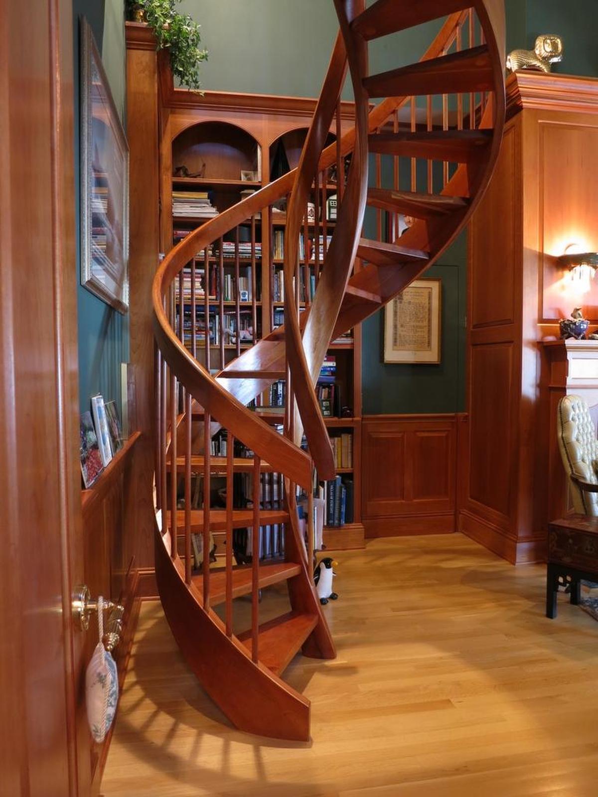 Even wood can be turned from straight to curved as shown in this double helix stair.