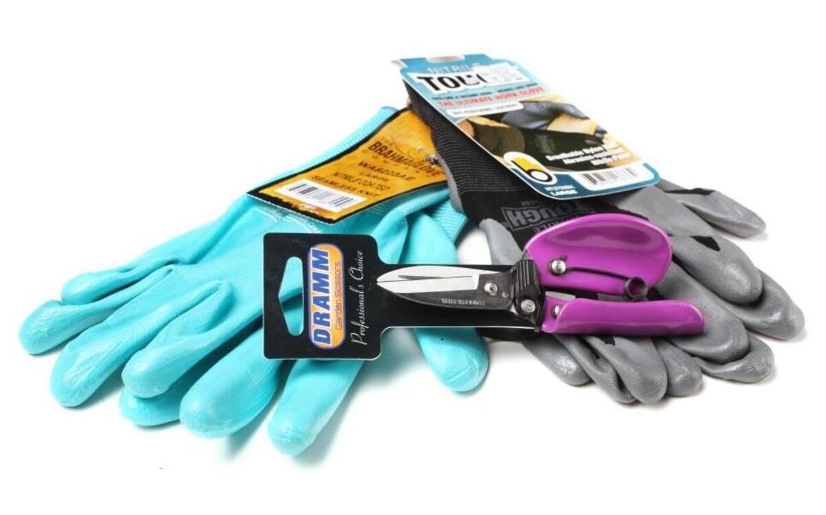 Nitrile Coated Gloves, $9.99, and DRAMM Garden Scissors, $19.99-$37.99, from Fairview Greenhouses & Garden Center, Inc. are great gifts for the gardeners in your life.