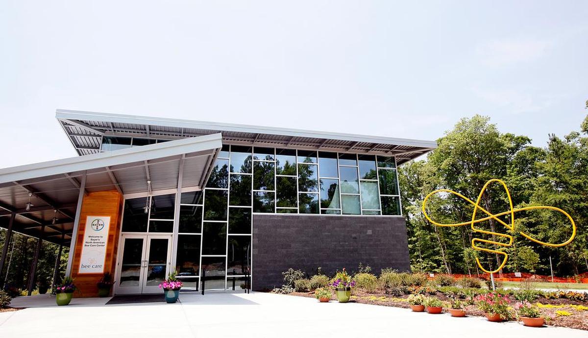 A picture of the former Bayer North American Bee Care Center at Bayer CropScience facility in Research Triangle Park. The building was sold to German company BASF, after U.S. regulators forced Bayer to divest some of its assets to acquire seed maker Monsanto.