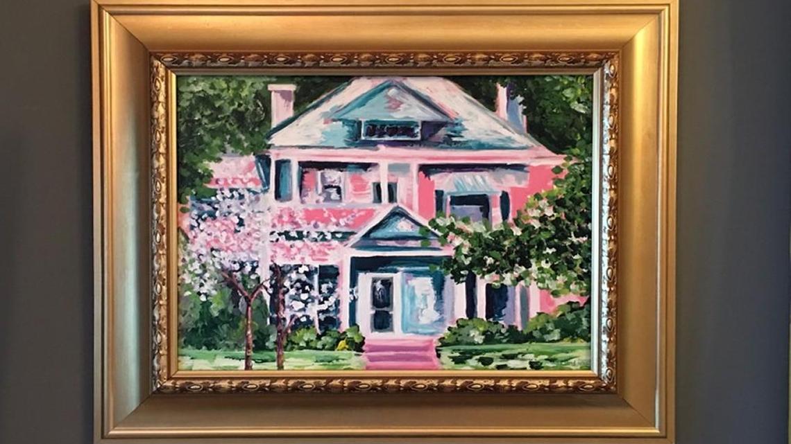 This painting of the house she grew up in is one of Cameron Flythe’s favorite pieces.