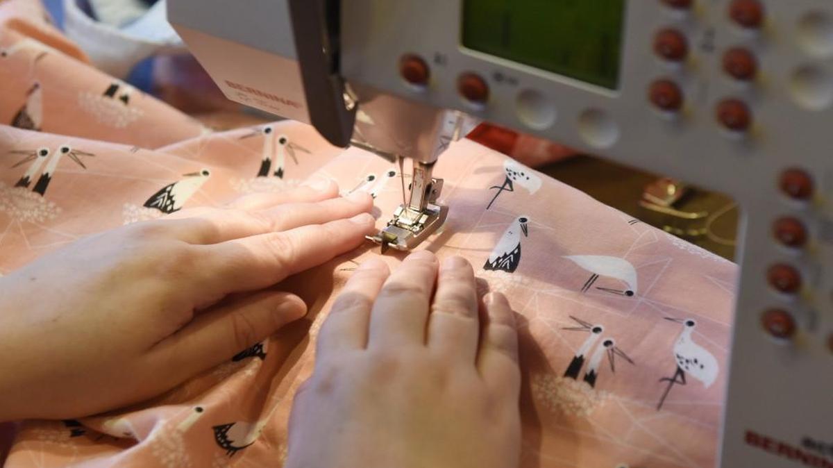 Linda Graham sews a pair of pajama pants at the Monday night Sewing Social Club at Mulberry Silks and Fine Fabrics in Carrboro, N.C. on Monday, September 26, 2016.