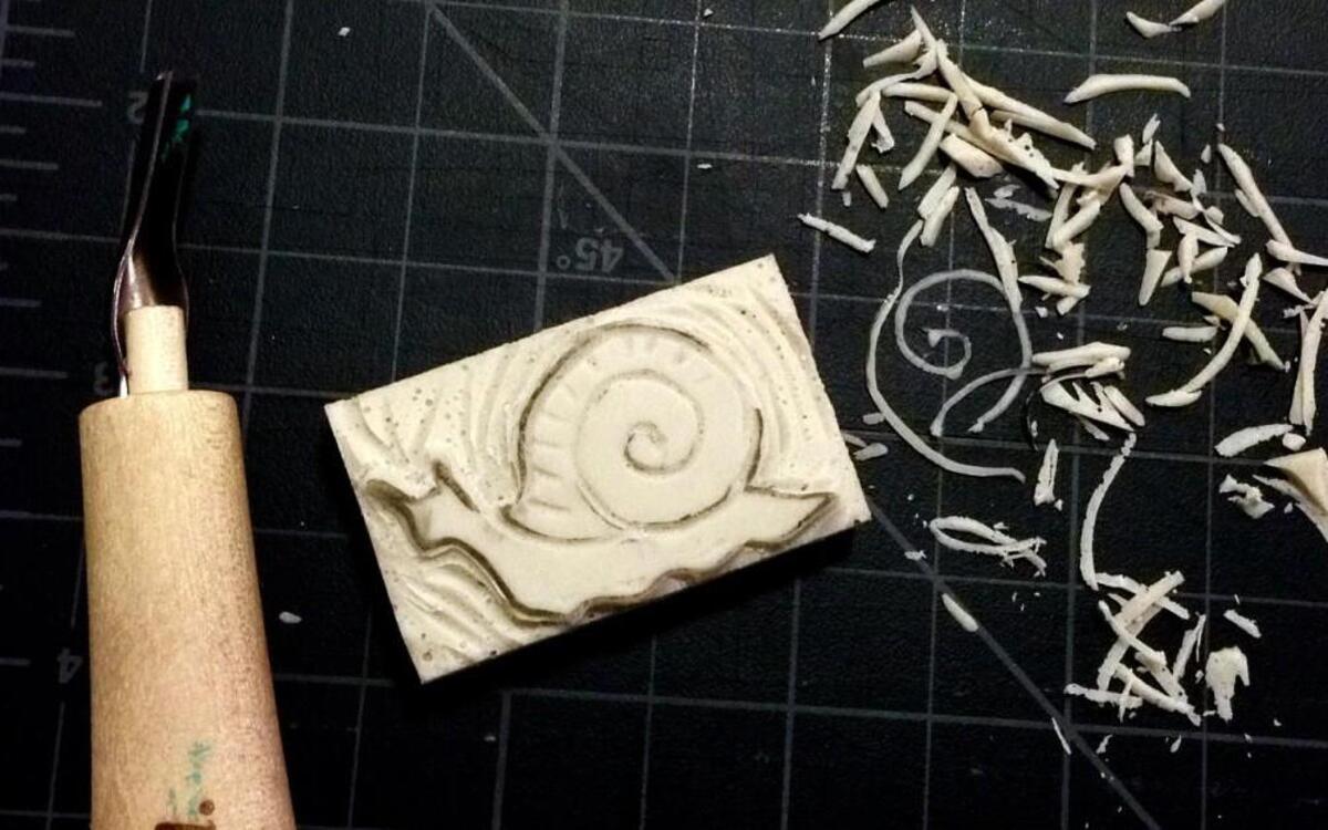 Amelia Freeman-Lynde shares her process for making stamps out of erasers.