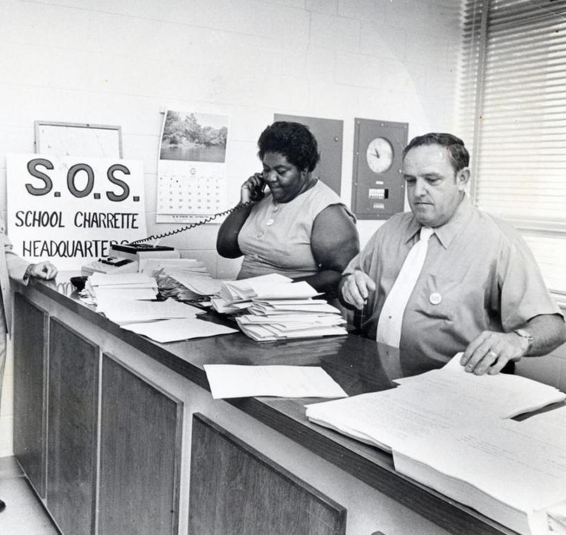C.P. Ellis and Ann Atwater, longtime enemies, were named co-chairs of the charrette S.O.S., “Save Our Schools.” Their story will be told in the upcoming film, “The Best of Enemies.”