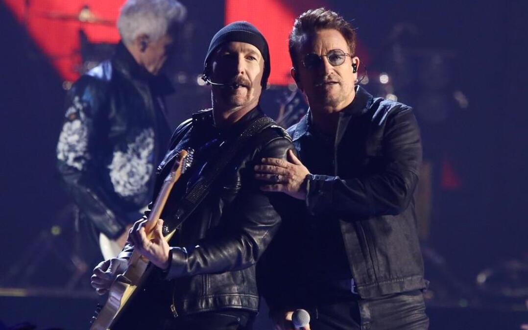 The Edge and Bono of the band U2 on Sept. 23, 2016, at the iHeartRadio Music Festival in Las Vegas, Nev.