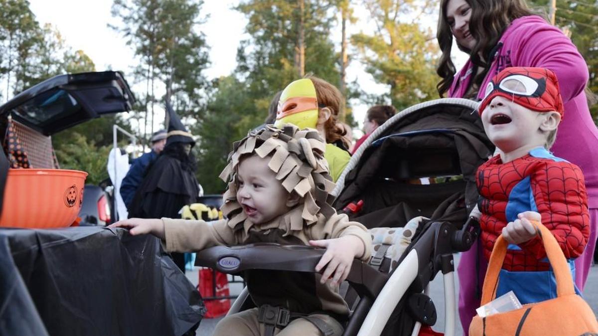 Churches often hold trunk-or-treat events at Halloween time, like this one in 2013 at the Zebulon Community Center.