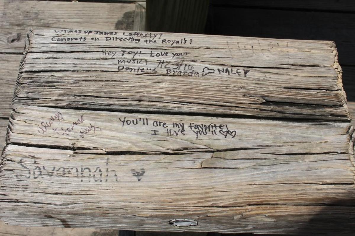 A table and bench along the Cape Fear Riverwalk in downtown Wilmington is a draw for fans of “One Tree Hill” fans, who like to sit at the table, take pictures and write notes to the characters (and their real-life portrayers) from the show. The table was in a scene where two characters, Nathan and Haley, had one of their first significant interactions.