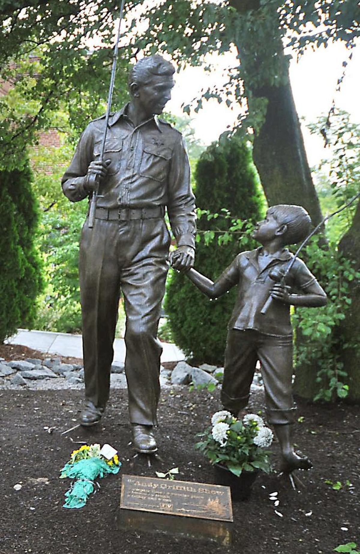 The TV Land Landmark Statue of Andy and Opie Taylor, which was unveiled in 2004, is in front of the Andy Griffith Museum in Mount Airy. The museum has memorabilia and props from “The Andy Griffith Show” as well as from Griffith’s career.