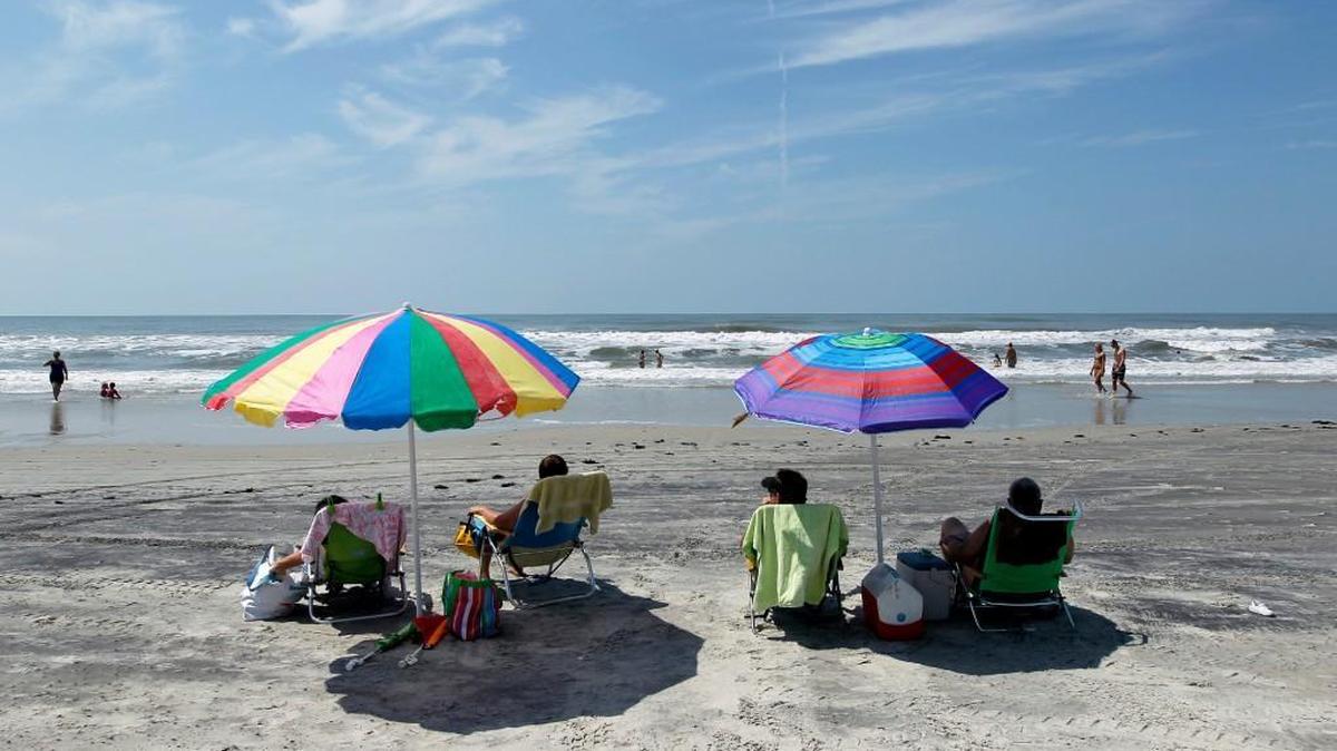 Clear blue skies welcome visitors at Atlantic Beach on the Fourth of July in 2014.