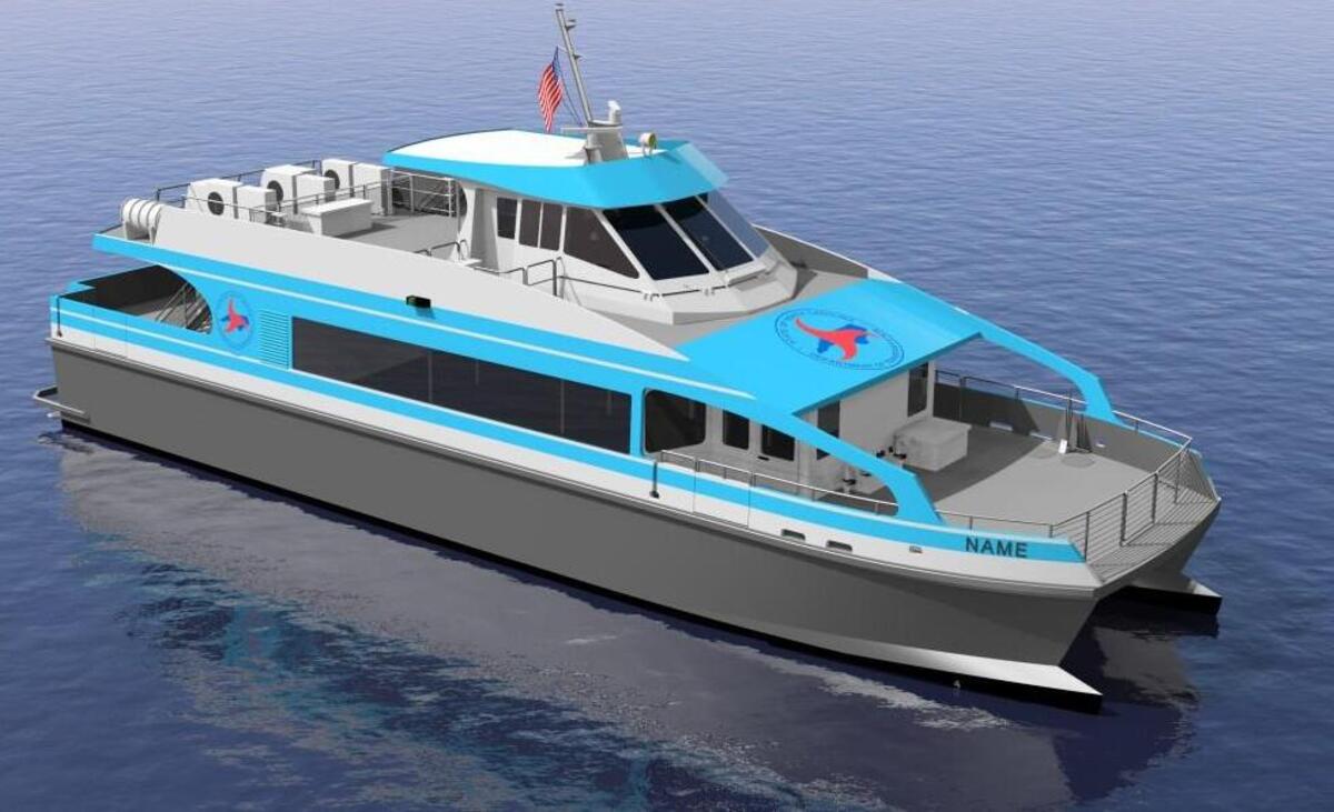 A rendering of the N.C. Department of Transportation’s new passenger ferry that’s expected to begin service between Hatteras and Ocracoke Village next summer.