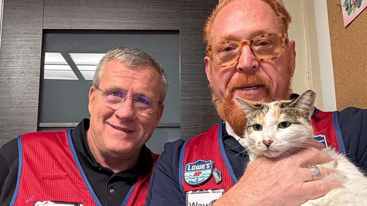 Francine the missing cat had a touching reunion with Lowe’s workers in North Carolina.