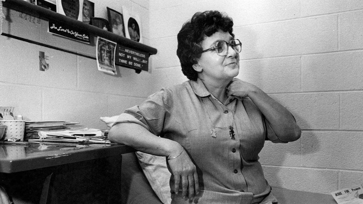 Velma Barfield is pictured in her cell in February 1984.