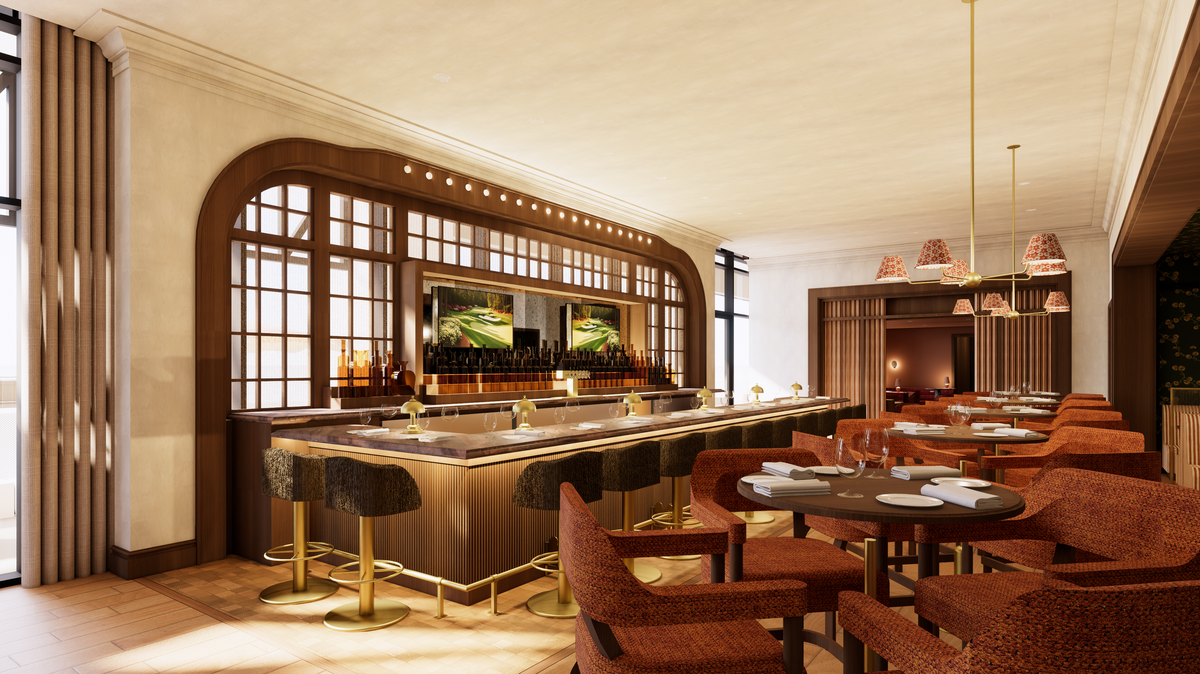 This rendering shows the main bar at the new Intown Golf Club, which is set to open in Raleigh.