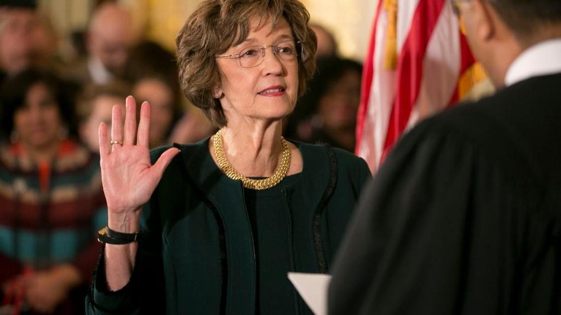 Elaine Marshall is sworn in as secretary of state during a ceremony January 6, 2017, at the Executive Mansion in Raleigh.