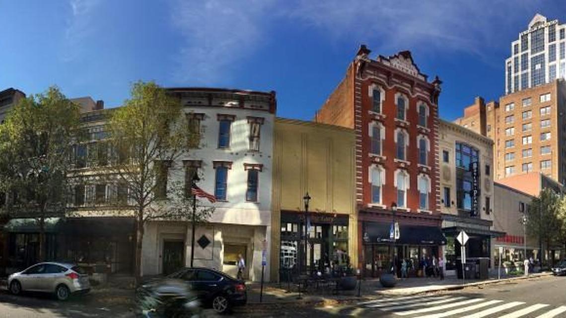 A panoramic photo of Fayetteville Street in Raleigh, shot Thursday, Nov. 12, 2015. A proposal the City Council is expected to approve Monday would allow for 40 story buildings along much of Fayetteville, which consists mostly of buildings that are 10 stories or less. But the council recently moved to protect the street’s historic character by tentatively approving height caps for 19 of its oldest and most iconic buildings.