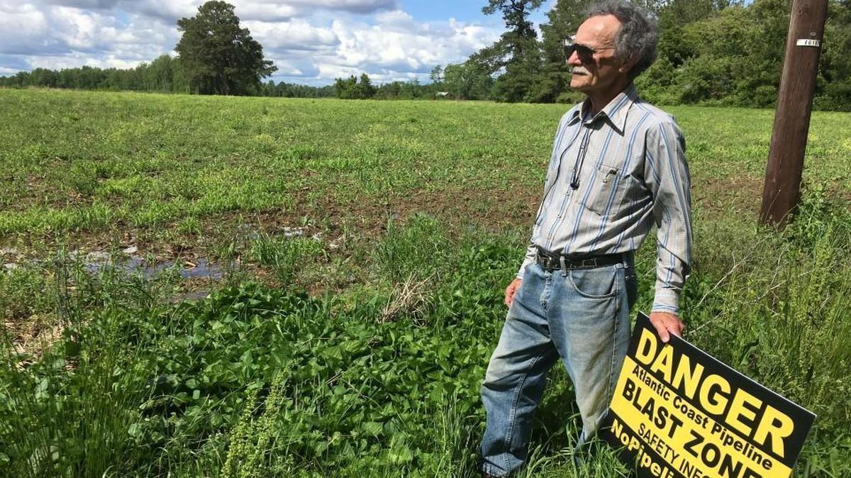 Marvin Winstead stands in a field near where the Atlantic Coast Pipeline is slated to go through his farm in Nash County. Winstead has refused to sign an easement agreement with the pipeline developers.